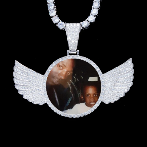 925S & VVS Moissanite 3D Wing Custom Picture Pendant