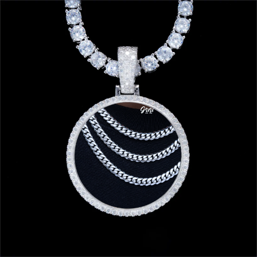 925S & VVS Moissanite 3D Circle Custom Picture Pendant