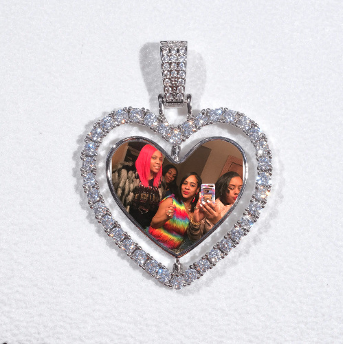 3D Spinning 2-Faced Heart Custom Picture Pendant