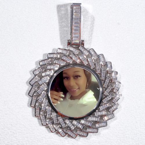 Large 3D Baguette Custom Picture Pendant