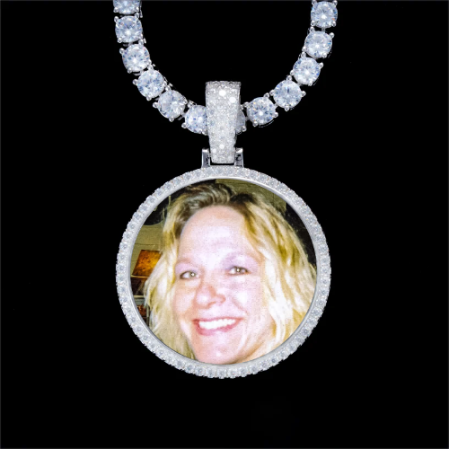 925S & VVS Moissanite 3D Circle Custom Picture Pendant