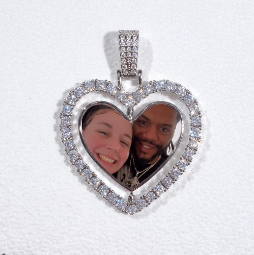 3D Spinning 2-Faced Heart Custom Picture Pendant