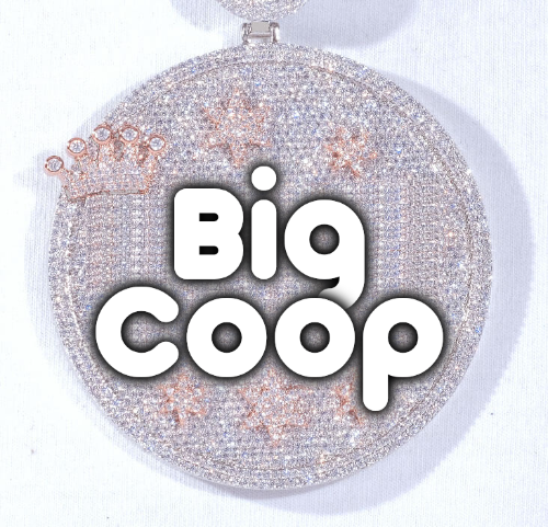 CUSTOM LETTER NECKLACE 3D BIG CROWN DISC