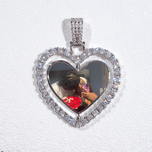 3D Spinning 2-Faced Heart Custom Picture Pendant