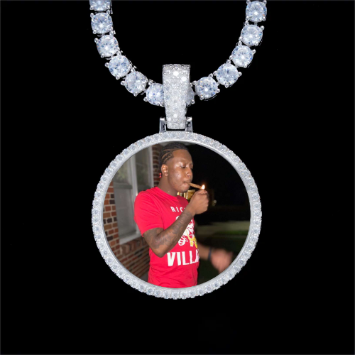 925S & VVS Moissanite 3D Circle Custom Picture Pendant