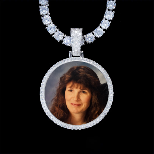 925S & VVS Moissanite 3D Circle Custom Picture Pendant