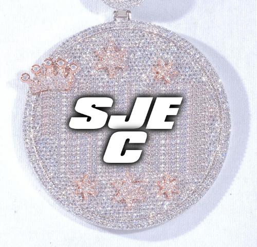 CUSTOM LETTER NECKLACE 3D BIG CROWN DISC