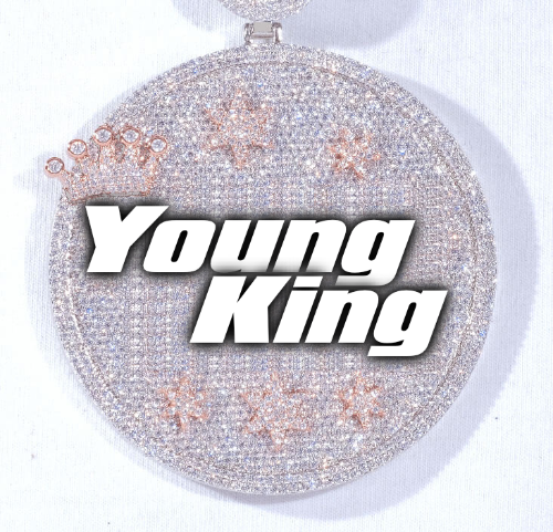CUSTOM LETTER NECKLACE 3D BIG CROWN DISC
