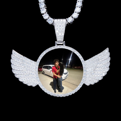 925S & VVS Moissanite 3D Wing Custom Picture Pendant