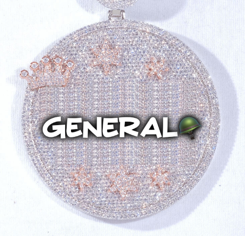 CUSTOM LETTER NECKLACE 3D BIG CROWN DISC