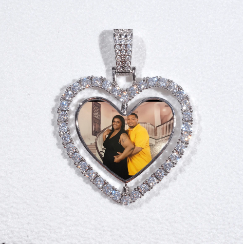 3D Spinning 2-Faced Heart Custom Picture Pendant