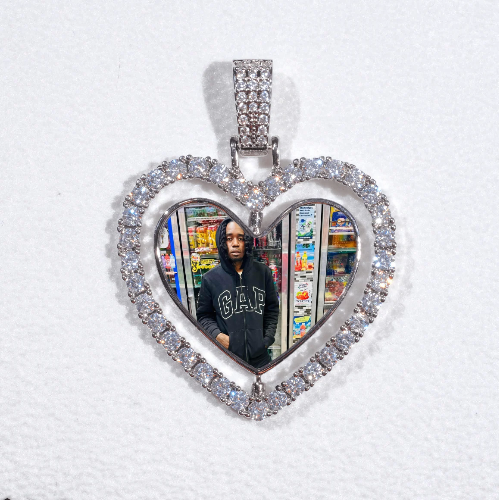3D Spinning 2-Faced Heart Custom Picture Pendant