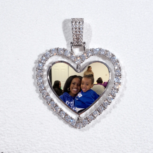 3D Spinning 2-Faced Heart Custom Picture Pendant