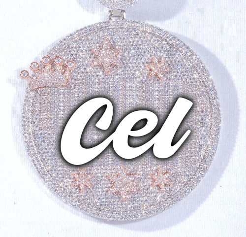 CUSTOM LETTER NECKLACE 3D BIG CROWN DISC