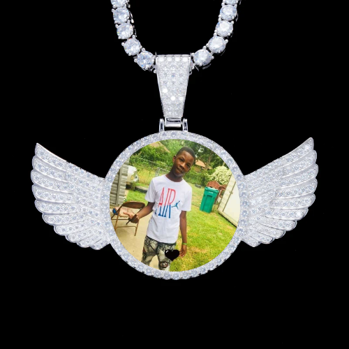 925S & VVS Moissanite 3D Wing Custom Picture Pendant