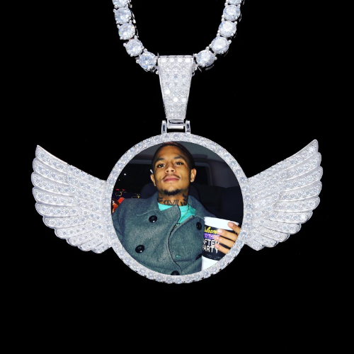 925S & VVS Moissanite 3D Wing Custom Picture Pendant