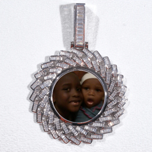 Large 3D Baguette Custom Picture Pendant