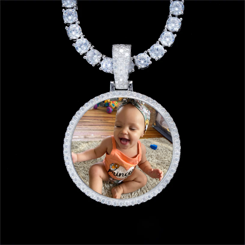 925S & VVS Moissanite 3D Circle Custom Picture Pendant