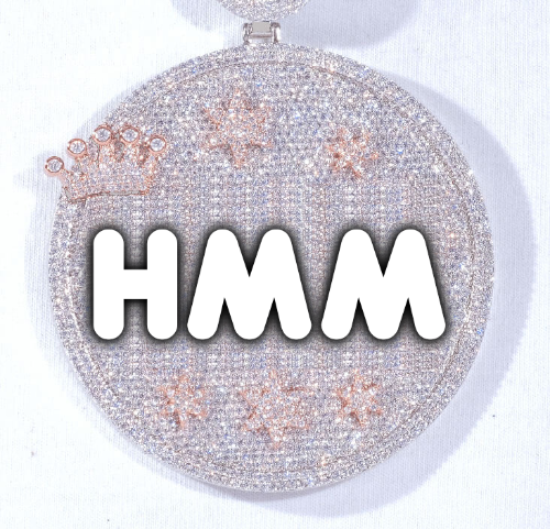 CUSTOM LETTER NECKLACE 3D BIG CROWN DISC