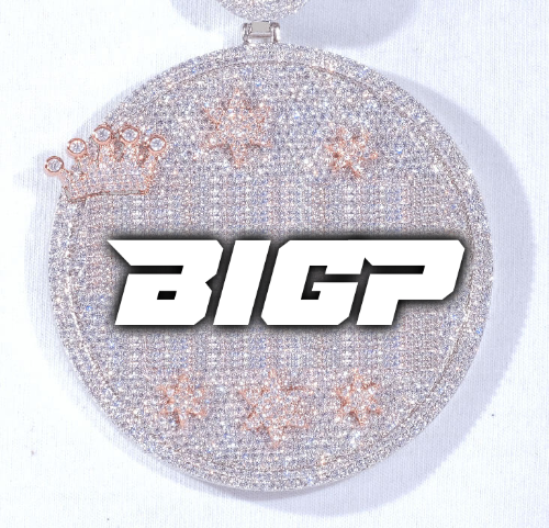 CUSTOM LETTER NECKLACE 3D BIG CROWN DISC