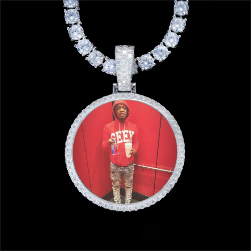 925S & VVS Moissanite 3D Circle Custom Picture Pendant