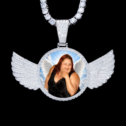 925S & VVS Moissanite 3D Wing Custom Picture Pendant