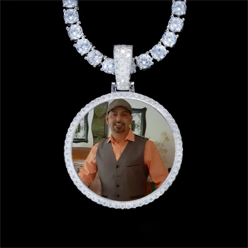 925S & VVS Moissanite 3D Circle Custom Picture Pendant