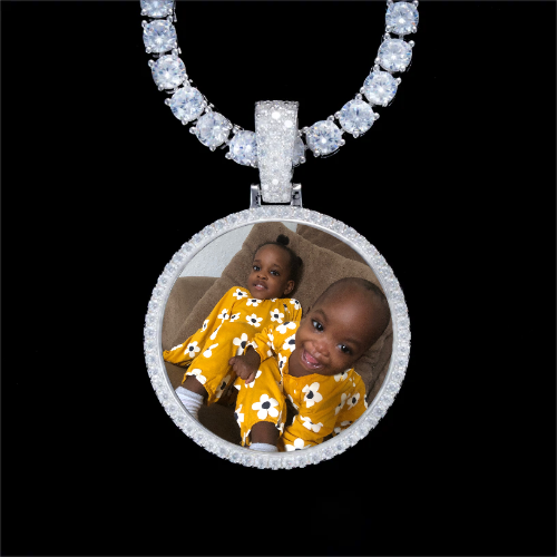 925S & VVS Moissanite 3D Circle Custom Picture Pendant
