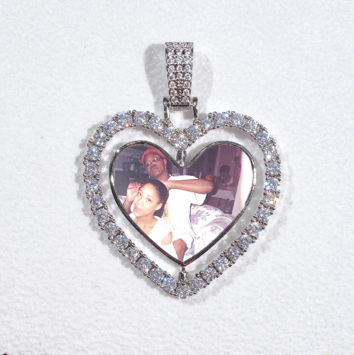 3D Spinning 2-Faced Heart Custom Picture Pendant