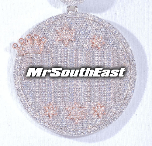 CUSTOM LETTER NECKLACE 3D BIG CROWN DISC