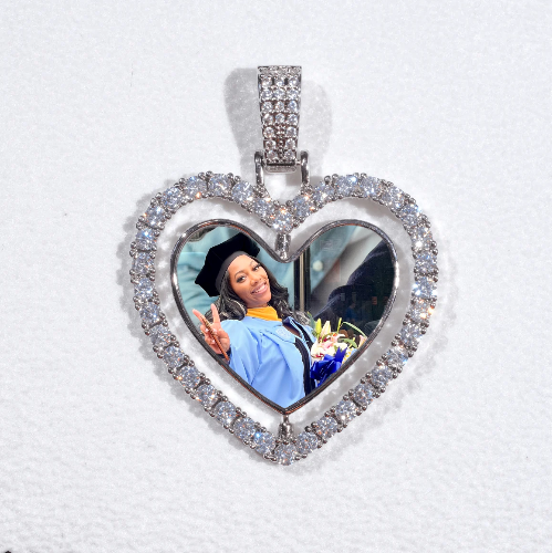 3D Spinning 2-Faced Heart Custom Picture Pendant