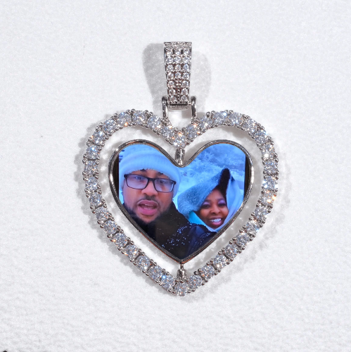 3D Spinning 2-Faced Heart Custom Picture Pendant