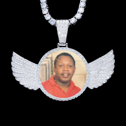 925S & VVS Moissanite 3D Wing Custom Picture Pendant