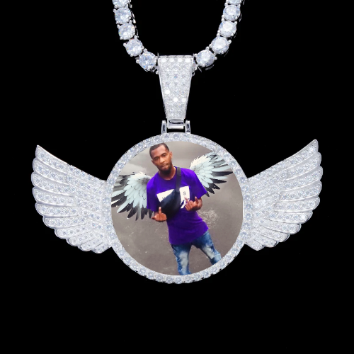925S & VVS Moissanite 3D Wing Custom Picture Pendant