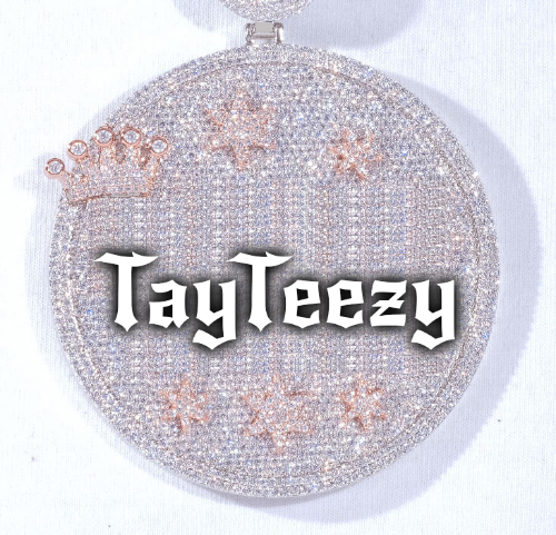 CUSTOM LETTER NECKLACE 3D BIG CROWN DISC