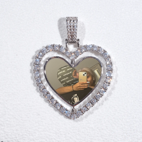 3D Spinning 2-Faced Heart Custom Picture Pendant