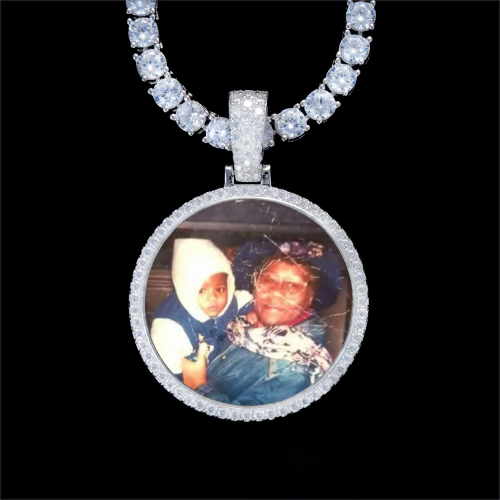 925S & VVS Moissanite 3D Circle Custom Picture Pendant