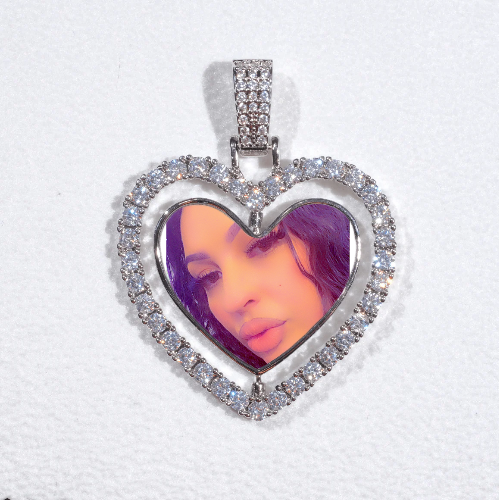 3D Spinning 2-Faced Heart Custom Picture Pendant