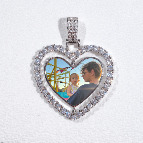 3D Spinning 2-Faced Heart Custom Picture Pendant