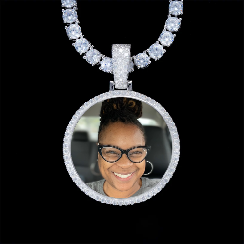 925S & VVS Moissanite 3D Circle Custom Picture Pendant