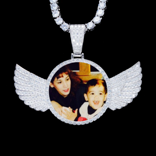 925S & VVS Moissanite 3D Wing Custom Picture Pendant