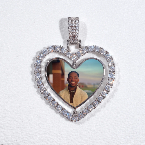3D Spinning 2-Faced Heart Custom Picture Pendant