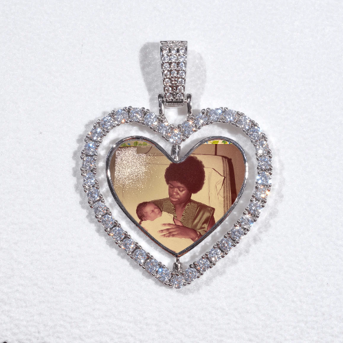 3D Spinning 2-Faced Heart Custom Picture Pendant