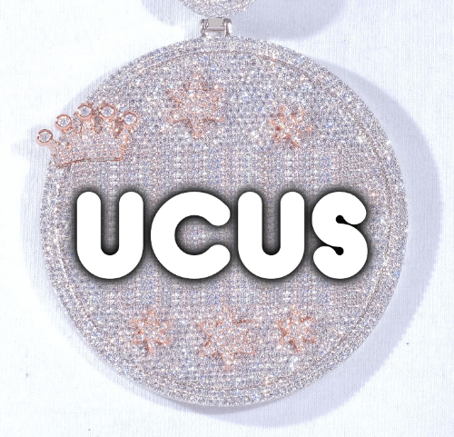 CUSTOM LETTER NECKLACE 3D BIG CROWN DISC