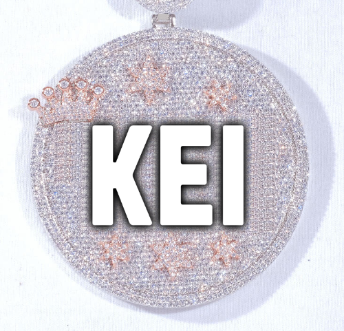 CUSTOM LETTER NECKLACE 3D BIG CROWN DISC
