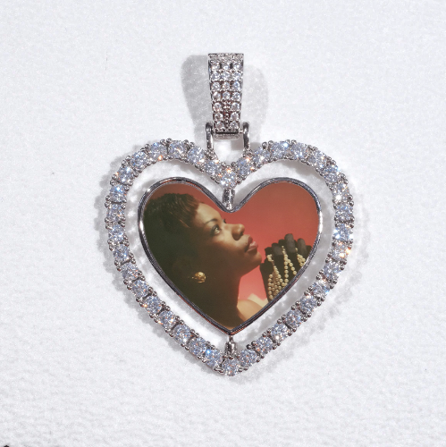 3D Spinning 2-Faced Heart Custom Picture Pendant