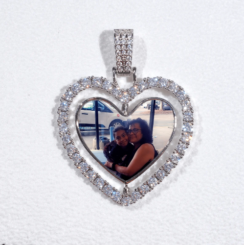 3D Spinning 2-Faced Heart Custom Picture Pendant