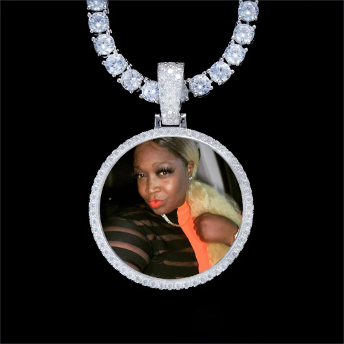 925S & VVS Moissanite 3D Circle Custom Picture Pendant