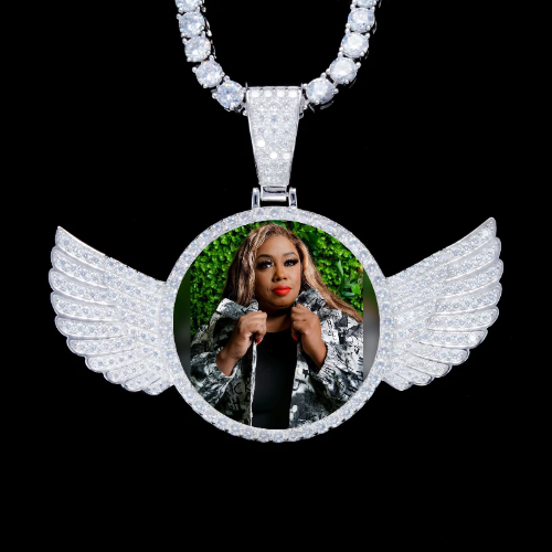 925S & VVS Moissanite 3D Wing Custom Picture Pendant