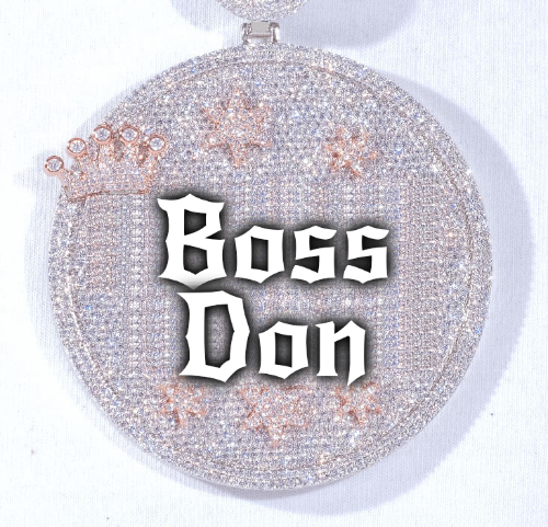 CUSTOM LETTER NECKLACE 3D BIG CROWN DISC